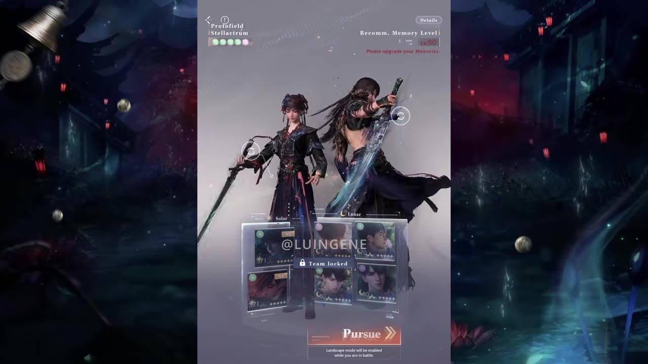 Game screen showing character selection and required memory level details.