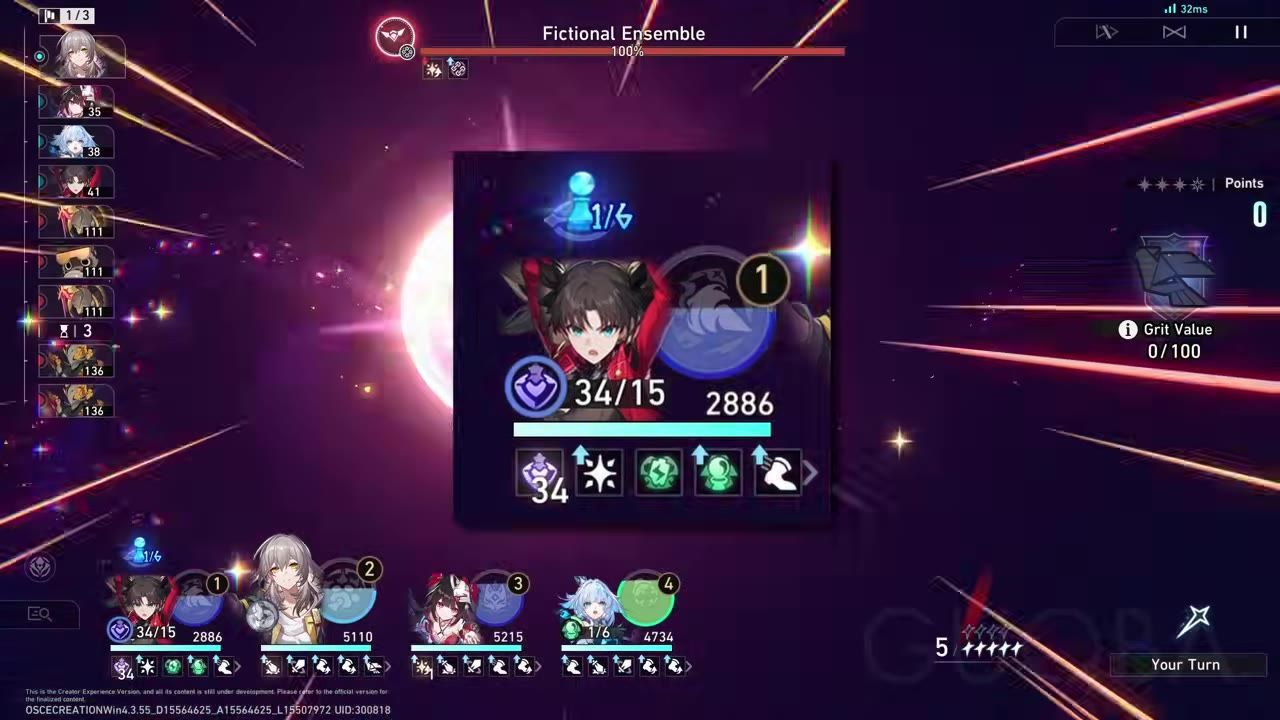 Image shows the game's UI highlighting Rin and various combat stats.