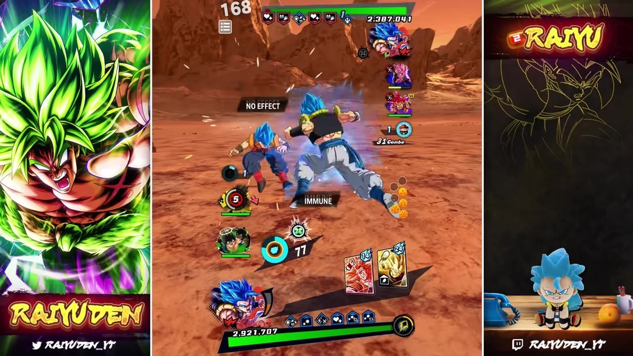 Two characters in a battle scene with effects labeled 'IMMUNE' and 'NO EFFECT' displayed.