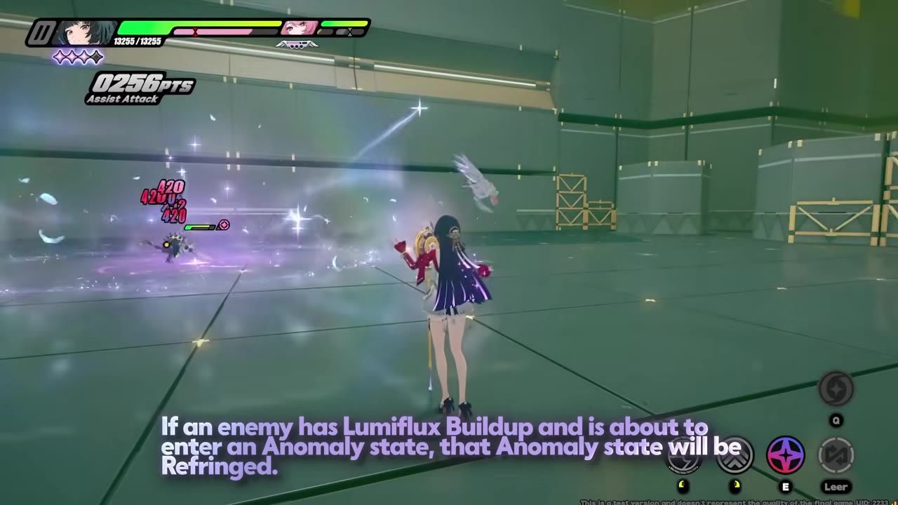 A character using an ability in a combat scenario against enemies with sparkly effects and damage numbers.
