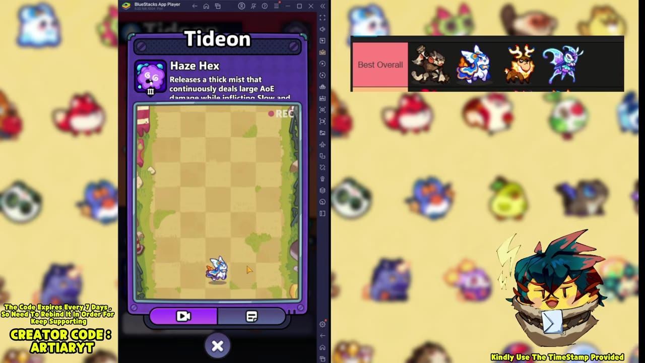 View of Tideion character with detailed UI describing its ability and effects.