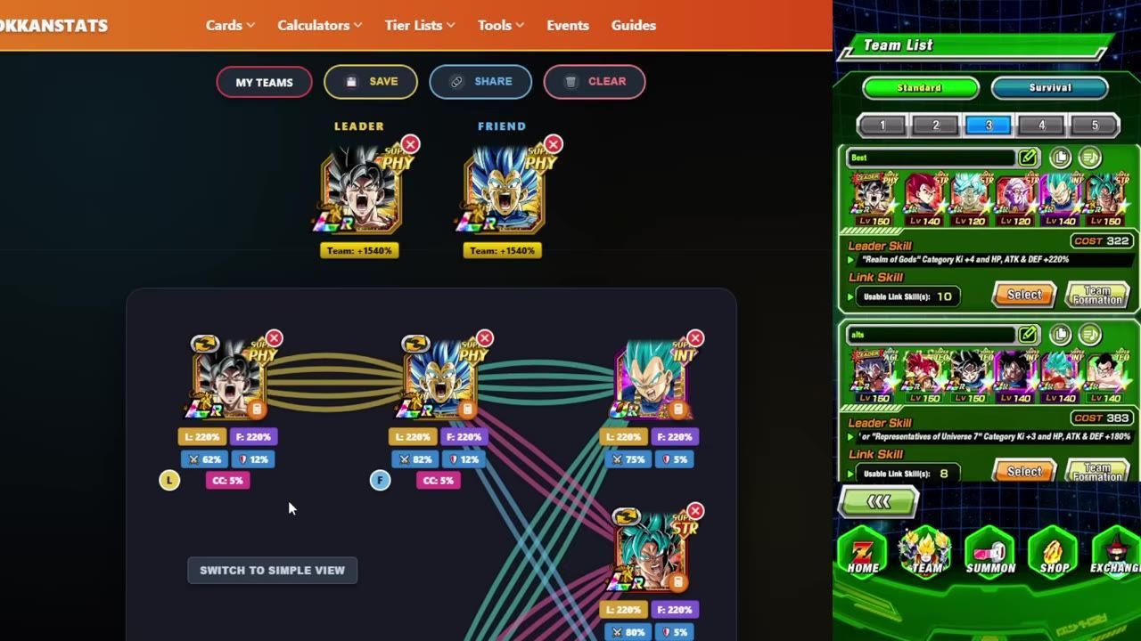 A team setup screen from a mobile game showing characters associated with the Realm of Gods category.