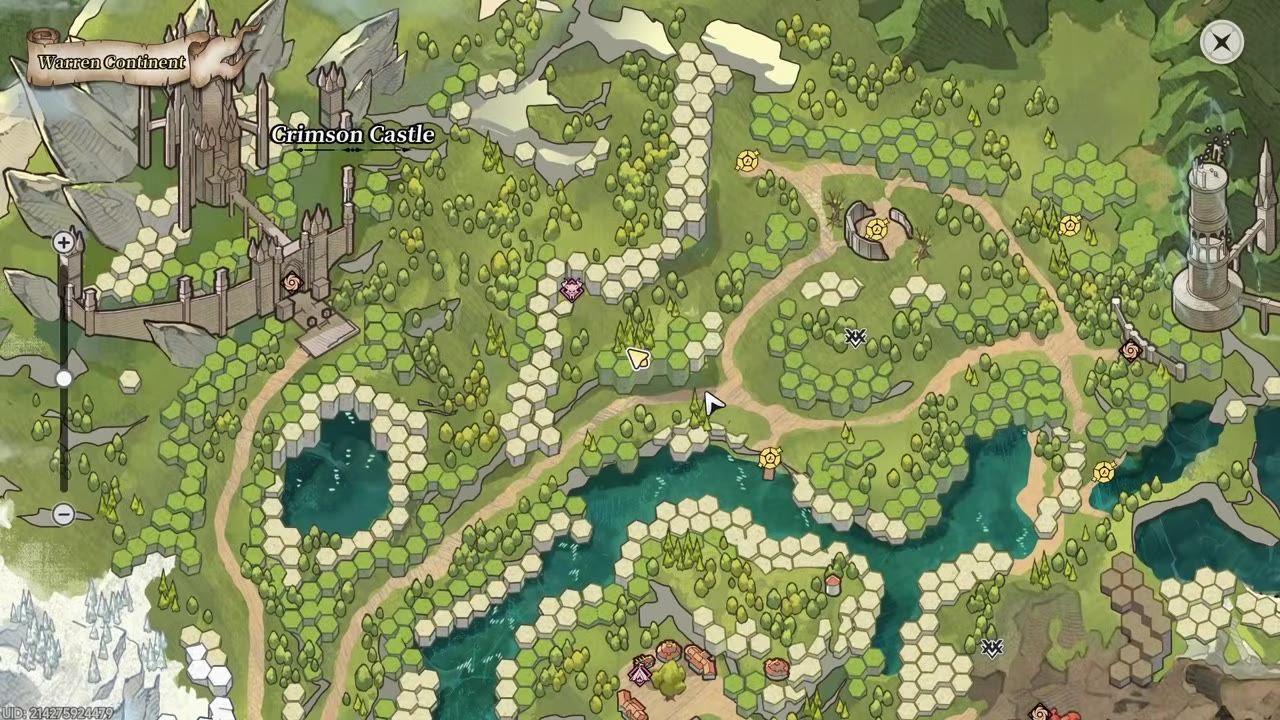 The War and Continent map is open with a tall tower teleport point visible on the right side.