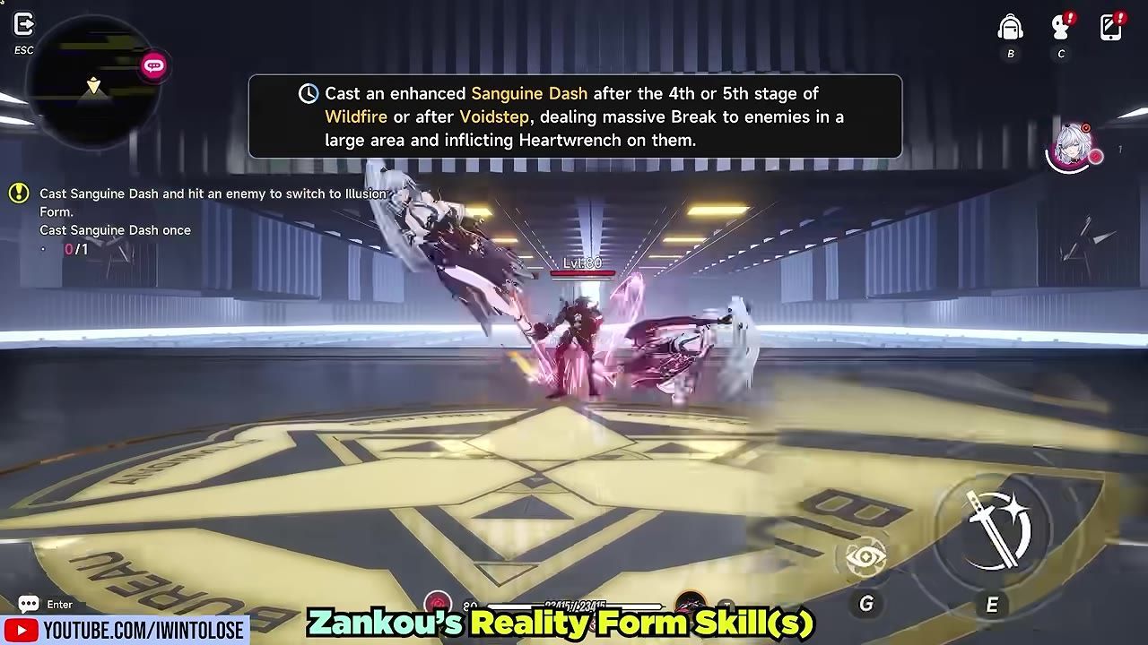Game scene showing a character performing an ability within a futuristic environment.