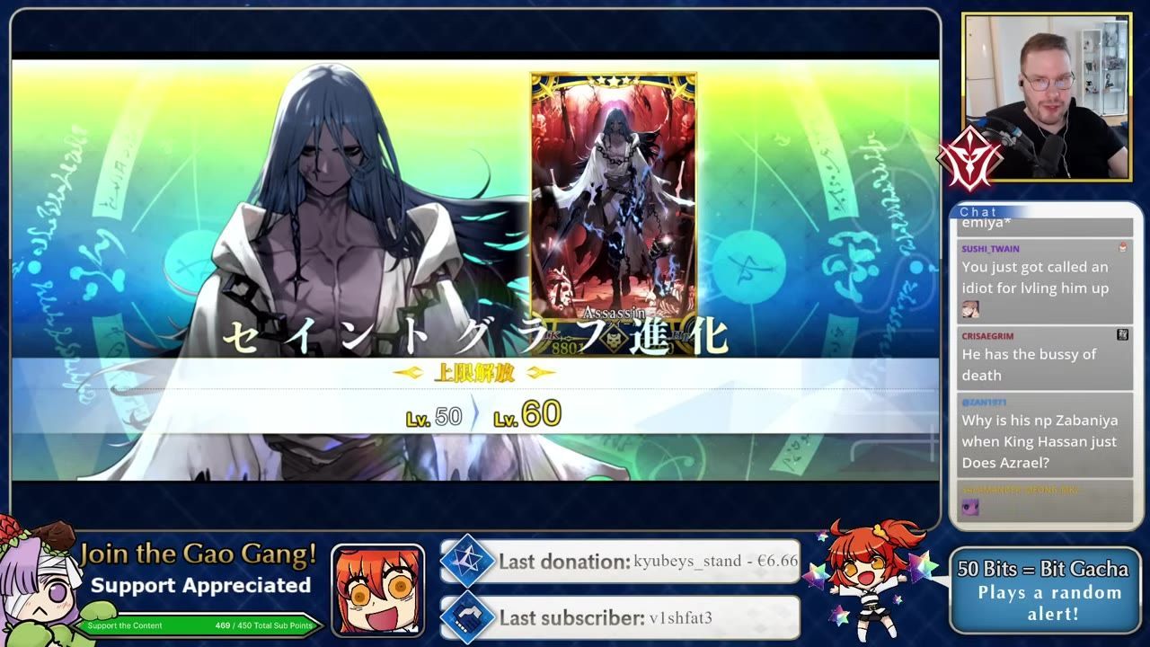 Game screen showing Azrael's character with a highlighted second ascension card featuring red-themed designs.