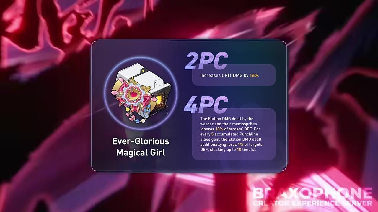 The Everglorious Magical Girl relic with details about its effects.