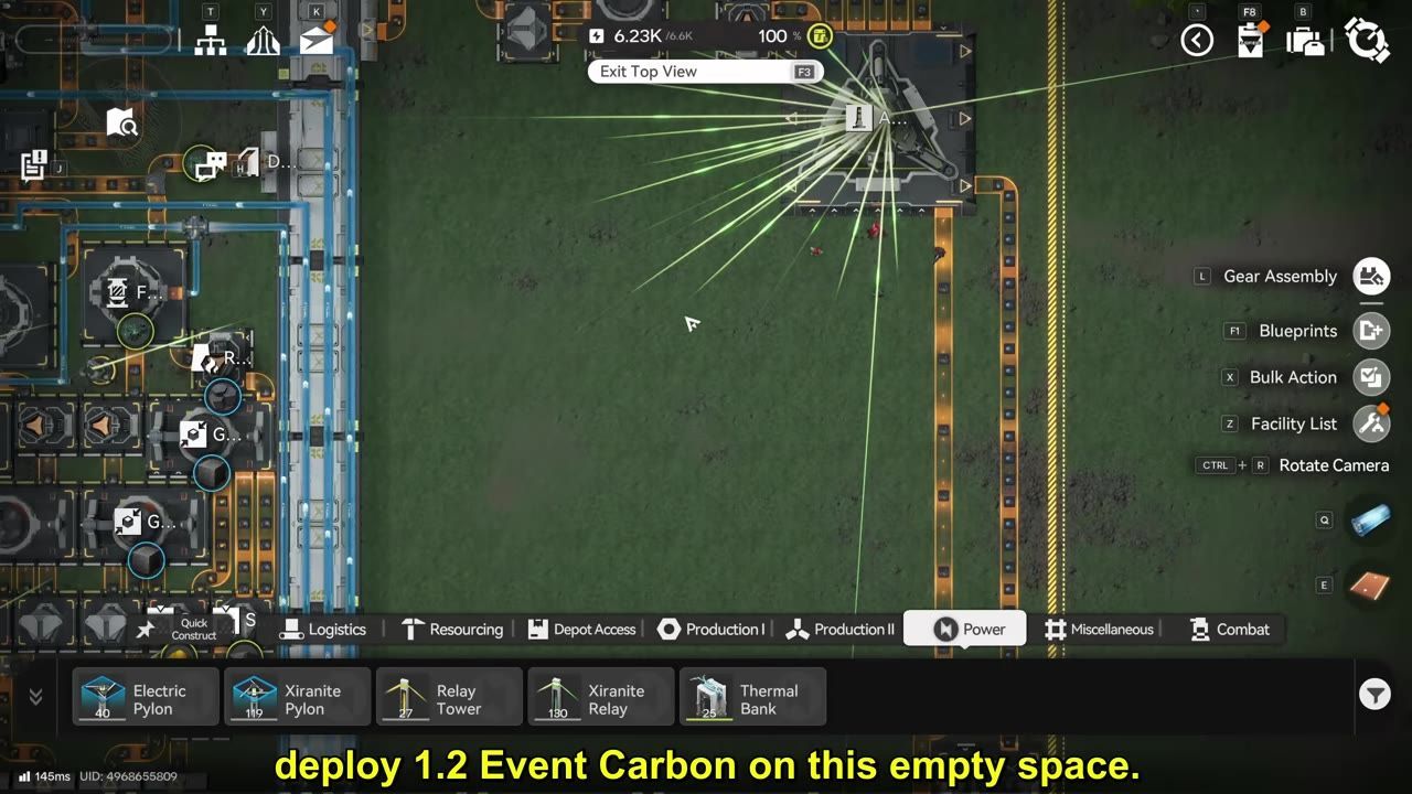 A top-down view of the core ASC area with cleared space ready for item placement in a technological environment.