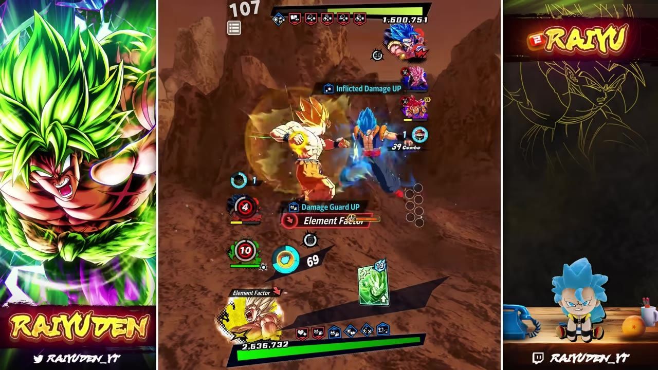 Gogeta character performing an attack on another character in Dragon Ball Legends.