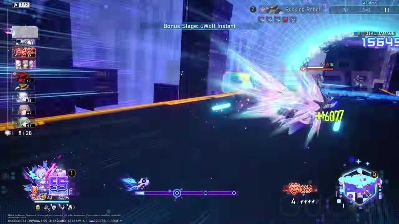 Gameplay with Silver Wolf performing an attack surrounded by visual effects.
