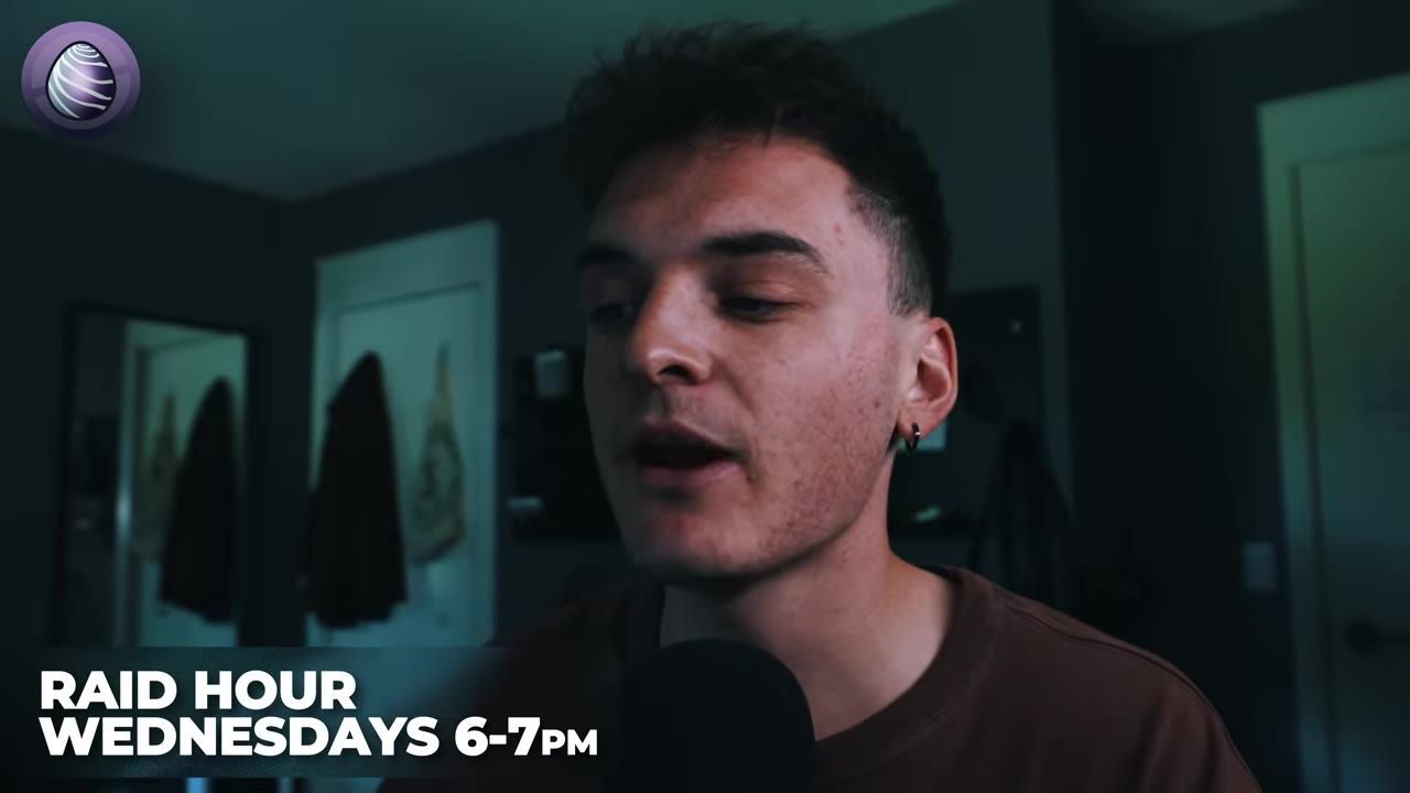 A man appears on camera with bold text at the bottom left reading "RAID HOUR WEDNESDAYS 6-7PM."