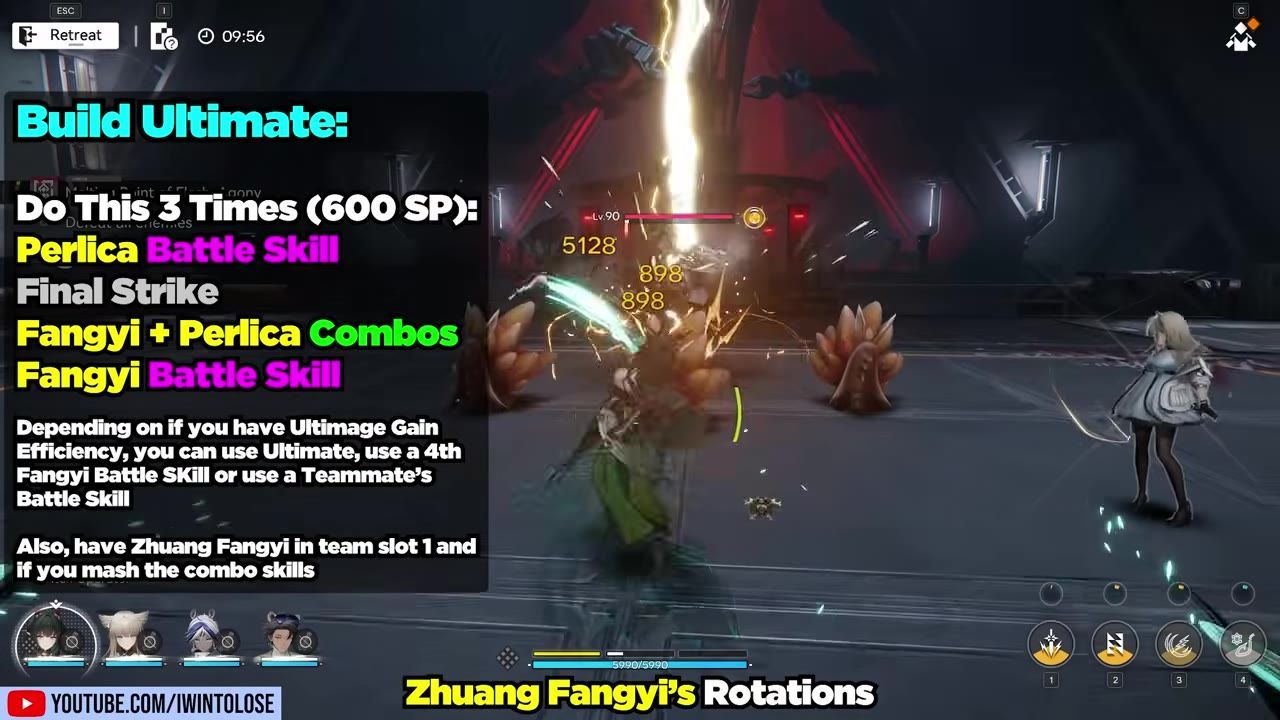 Two characters performing combat actions on screen with attack effects and explanatory text displayed.