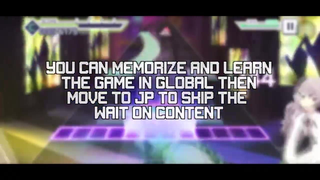 Visible text compares playing on the Global server versus the Japanese server.