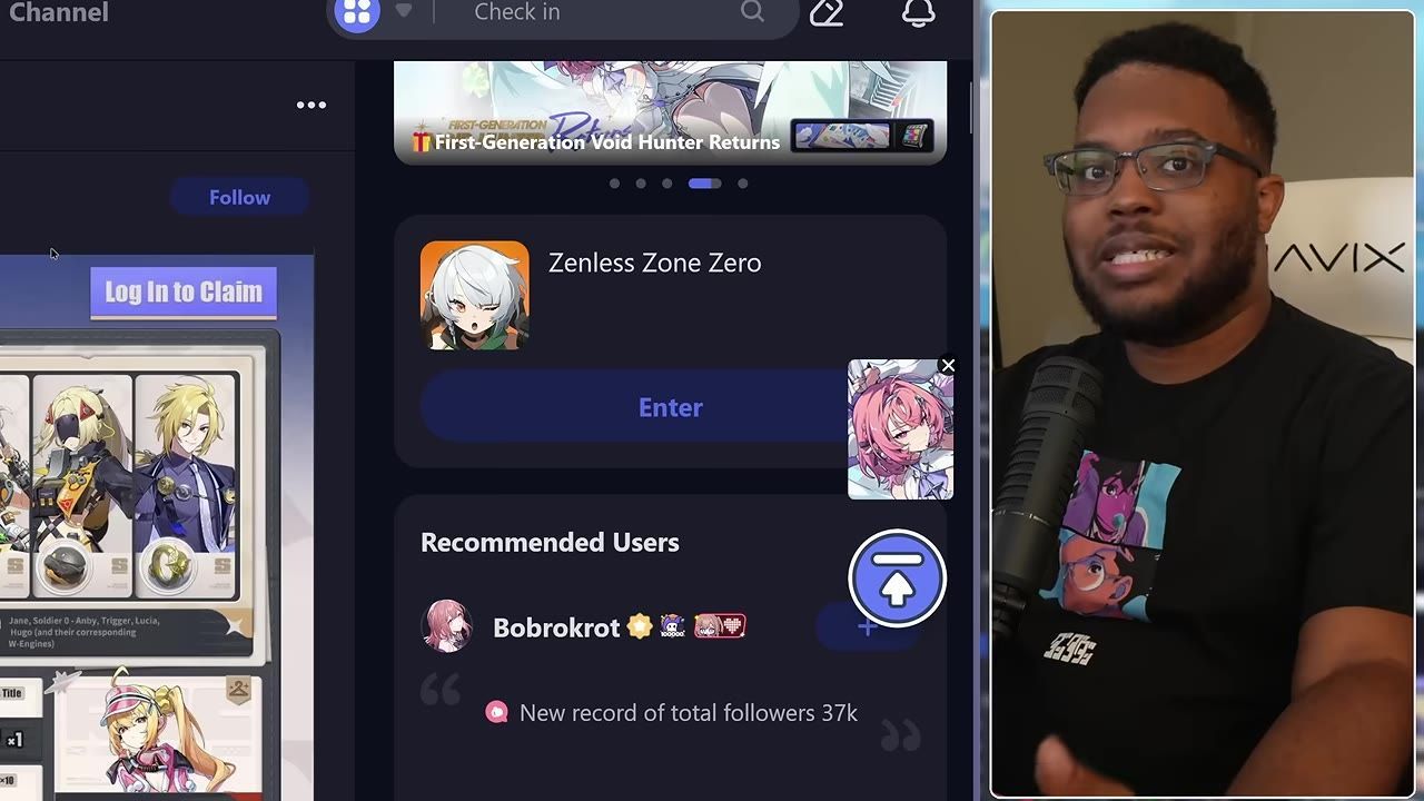 Menu showing characters with team synergy recommendations.