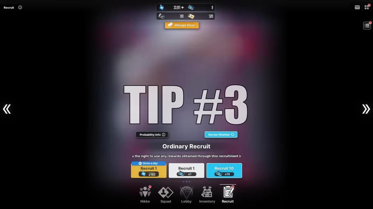 The Ordinary Recruit banner is open with recruit buttons at the bottom, including a blue ticket pull option.