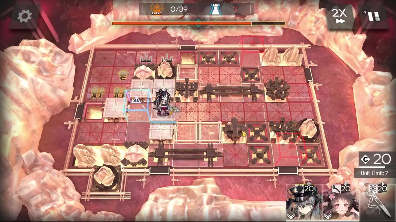 Game scene showing a deployment setup grid, team members Blaze, Saria, and Eyja appear in the interface bottom right.