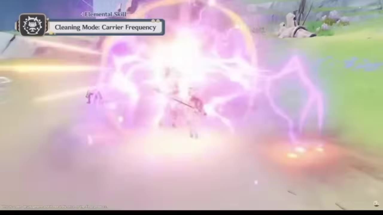 A character emits a glowing shield and area of effect damage surrounded by bright light and spark-like effects on a grassy battlefield.