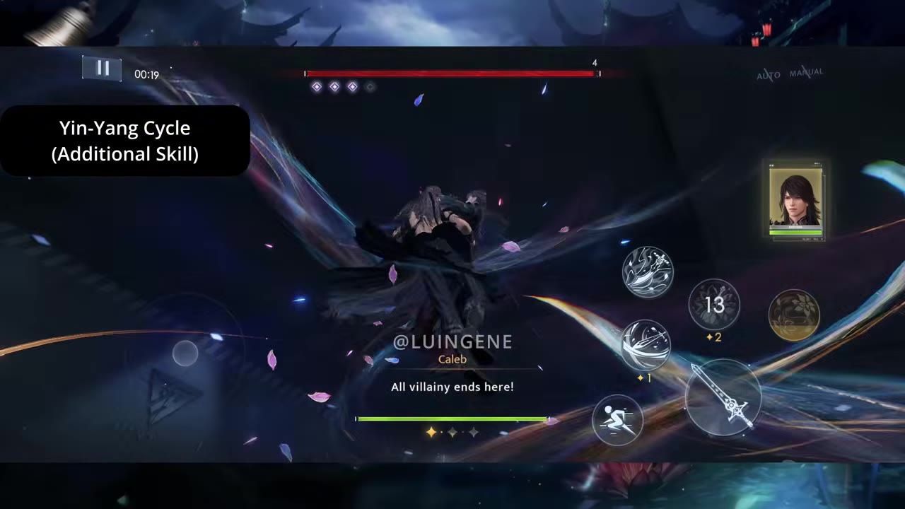 Game screenshot showing a character in the Yin-Yang Union phase, with glowing claw effects and mystical energy.