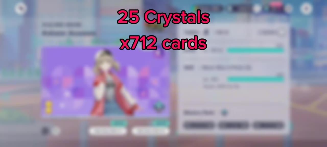 A game screen showing a card story with associated rewards displayed, including character visuals and progress bars.