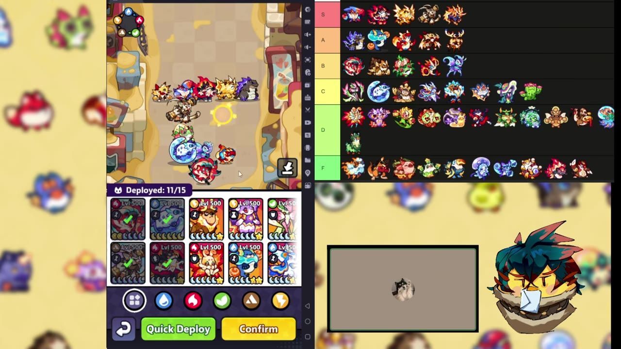 Game interface showing unit deployment and tier rankings.