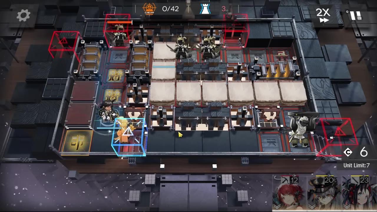 Game view showing Thorns deployed facing right in TA-6 stage.