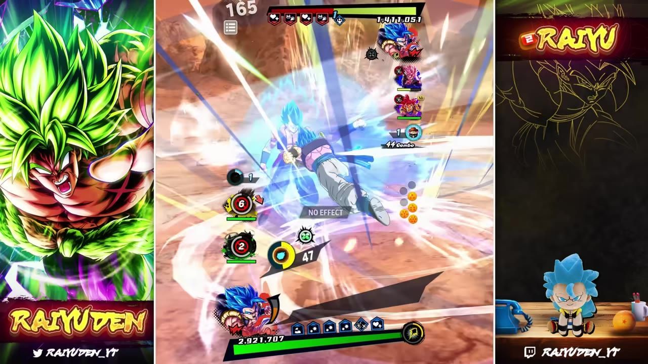 Scene from a game showing Gogeta being countered with visible action effects and indicators.