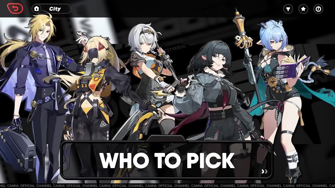 Agent selector screen displaying character options with distinct designs.