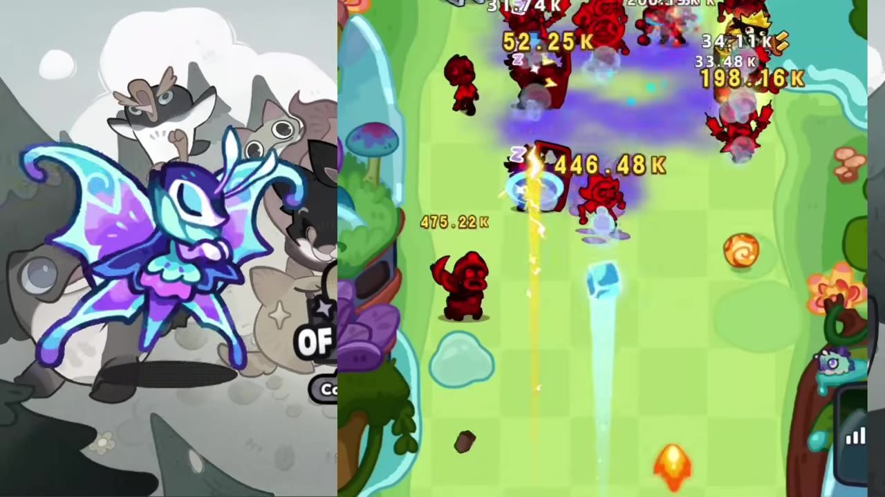 A battle screen showing animated effects with characters and numerical effects displayed.