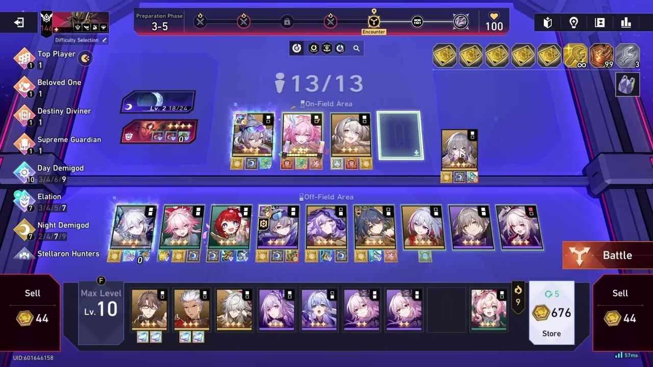 Gameplay screen showing characters and shop interface, strategizing before combat.