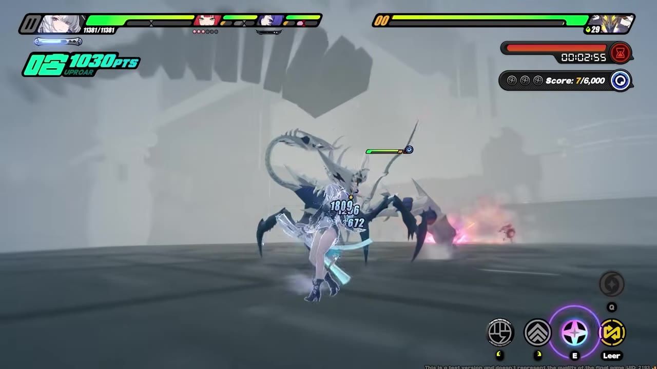 Game character Velina executing a skill with energy effects and combat visuals.