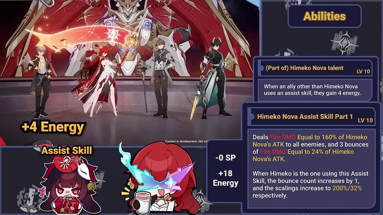 Image showing characters in a combat stance with a glowing effect indicating an activated assist skill and ally attack ability demonstration.