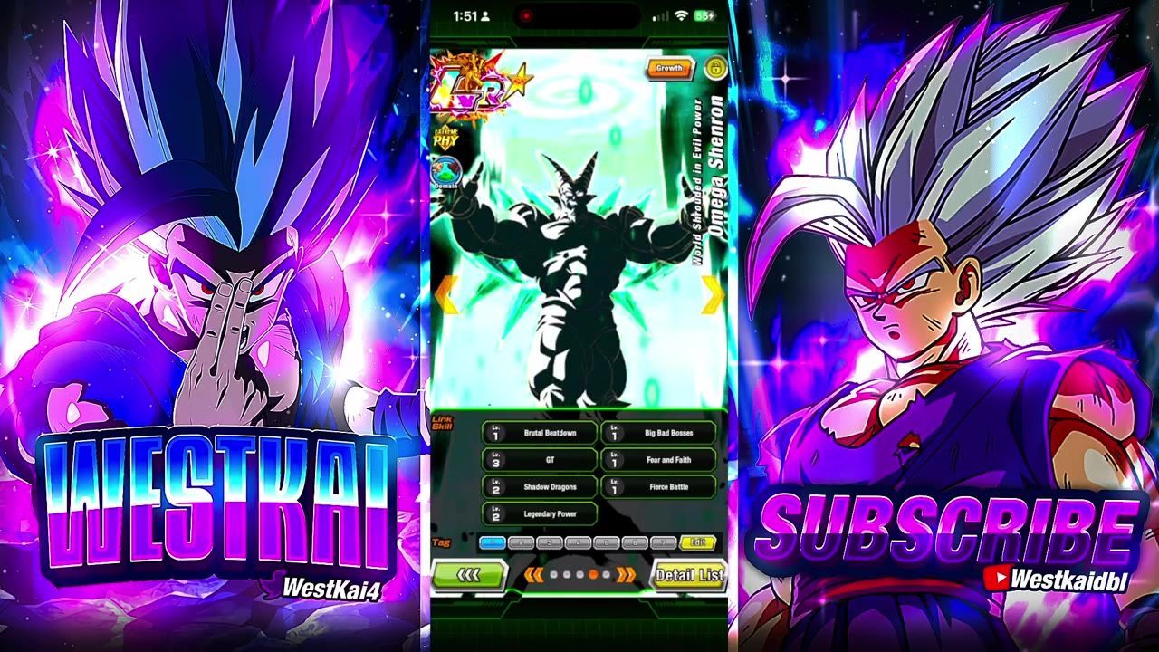 A mobile game character detail screen shows link skills and their levels beneath a large character image, with navigation buttons and an edit button at the bottom.