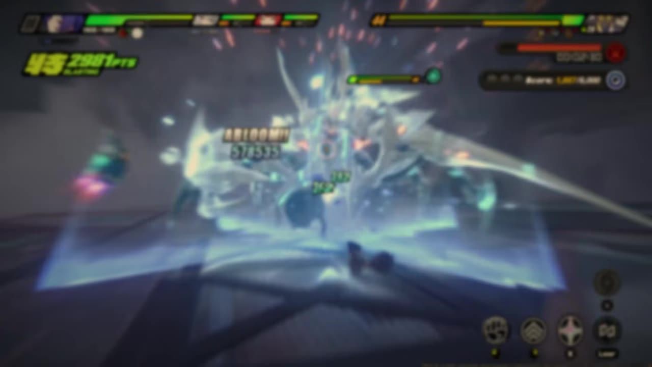 A dynamic combat scene featuring an intense encounter with a large boss.