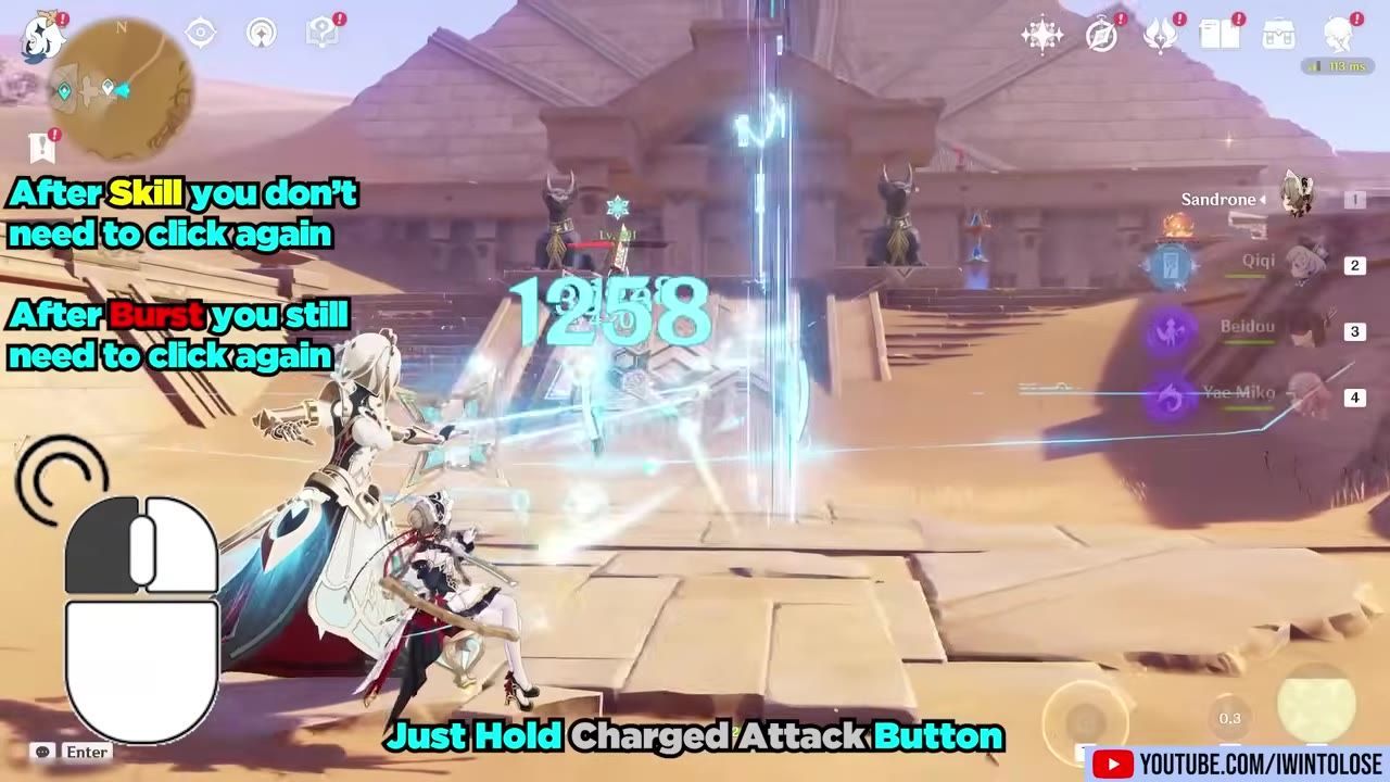 The character Sandrone executing an attack sequence in combat.