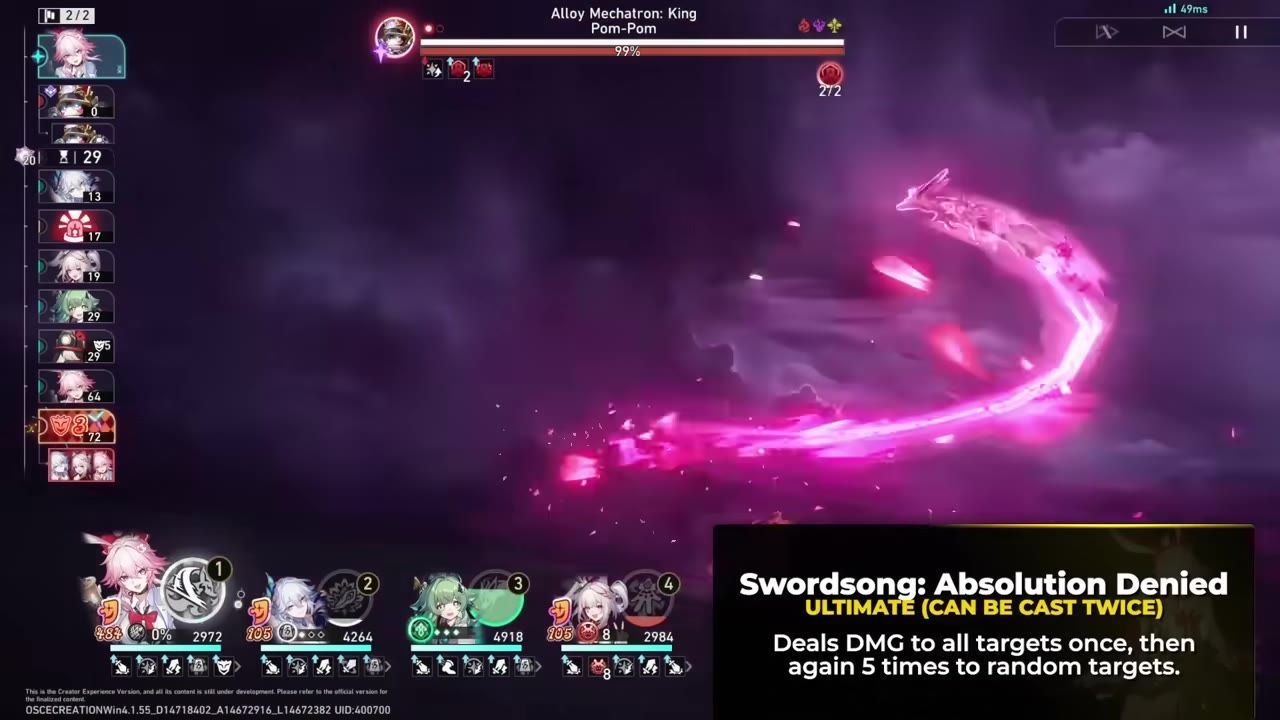 Evanescia using her ultimate ability during combat.