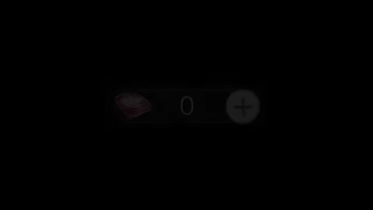 A dark game interface shows a diamond icon with a zero count and a plus button.